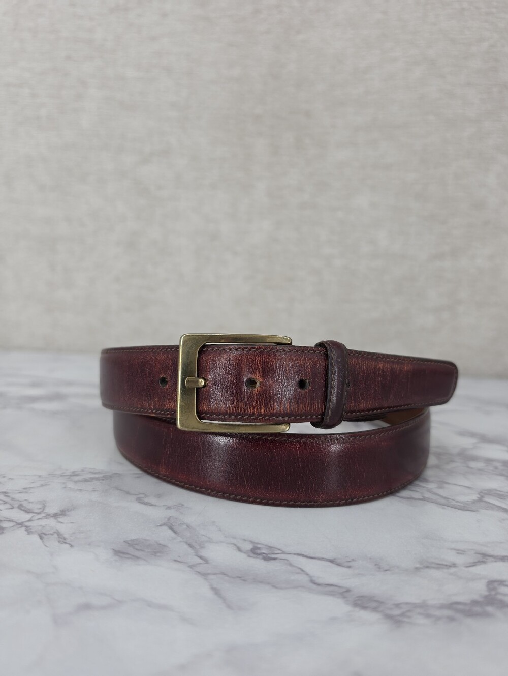 Trafalgar Cortina Handmade Leather Oxblood Burgundy Belt Kholmogor Cowhide